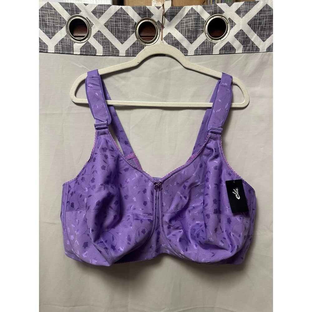 NWT Elila Lilac 1305 Jacquard Full Coverage Bra Size 50H